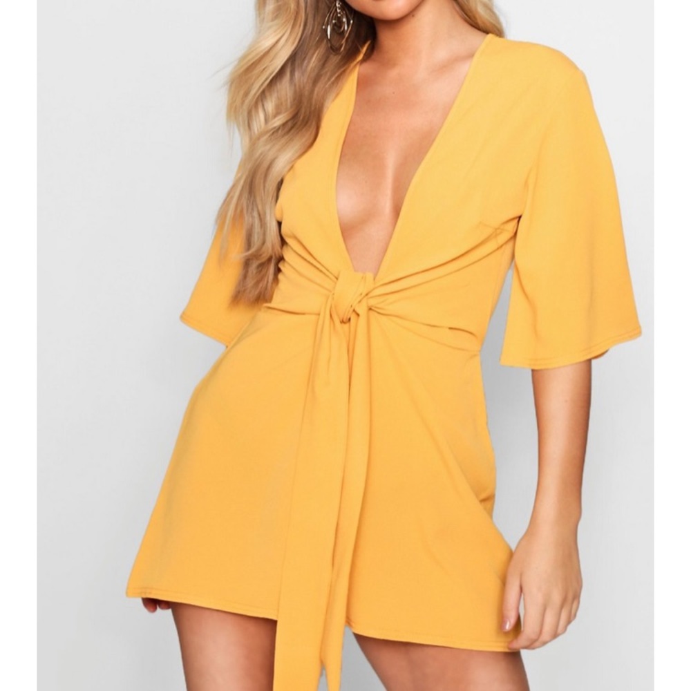 Boohoo tie front romper